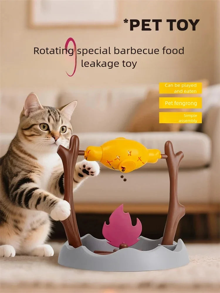 360° Rotating Chicken Leg Slow Feeder — Cat Puzzle Toy