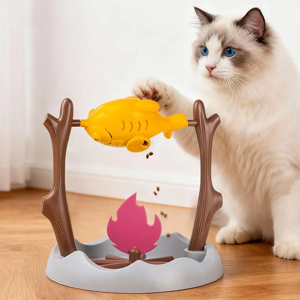 360° Rotating Chicken Leg Slow Feeder — Cat Puzzle Toy
